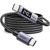 UGREEN 240W USB C Cable Fast Charging Cable 100W PD3.1 Type C Cable with Digital Display, Braided Data USB-C Charger Cord Com