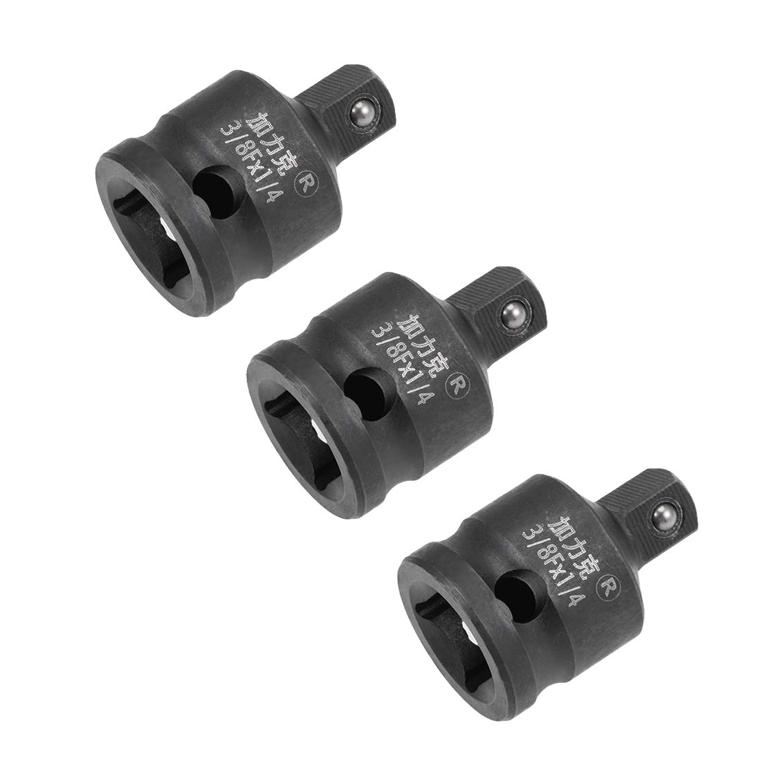 sourcing map 3pcs 3/8" Drive (Female) x 1/4" (Male) Impact Socket Reducer for Use with Air Impact Wrenches, Breaker Bars, Ratchets, CR-MO Steel