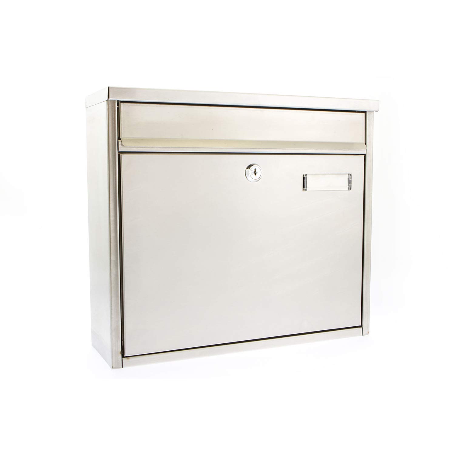 Burg watcher MB16ST Ouse Wall Mounted Galvanised Steel Lockable Weatherproof Post Box, Stainless Steel, 36x32x12cm