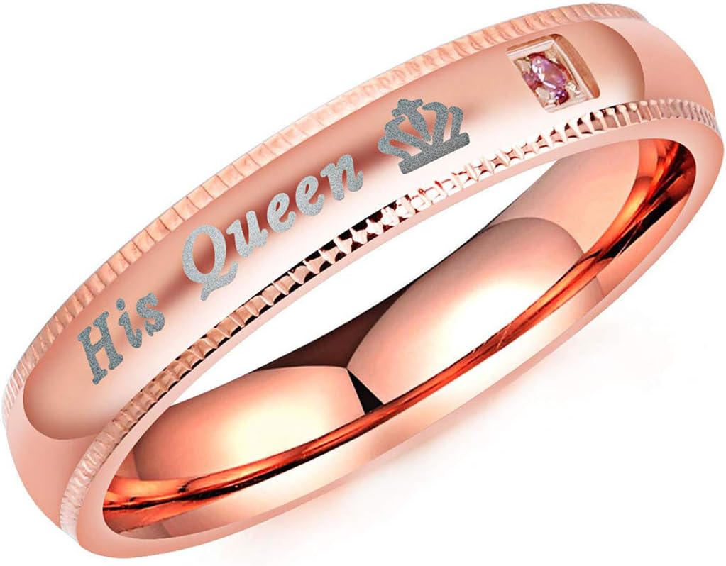 Mens Or Womens Her King His Queen Couple Rings True Love Stainless Steel