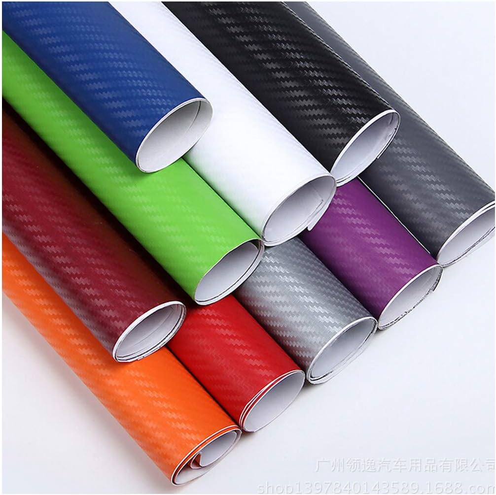 NWQEWDG Carbon Fiber Car Wrap, Self-Adhesive Waterproof Bubble-Free DIY Vinyl Adhesive Wrap for Motorcycles, Computers, Cars (30 * 127 cm)-Blue 2