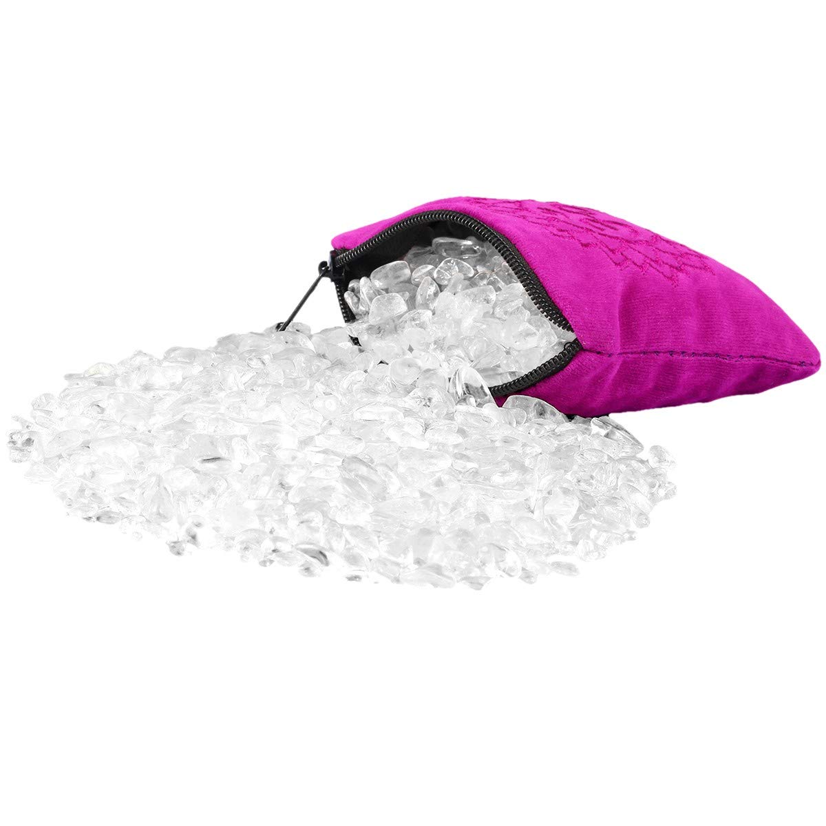 mookaitedecor Natural Clear/Rock Quartz Tumbled Chip Stones, Crystals and Gemstones, Real Crushed Stone with Chakra Bag Mini Small Reiki Healing Crystal for Candle Spell Jars Resin Craft Art DIY 230g