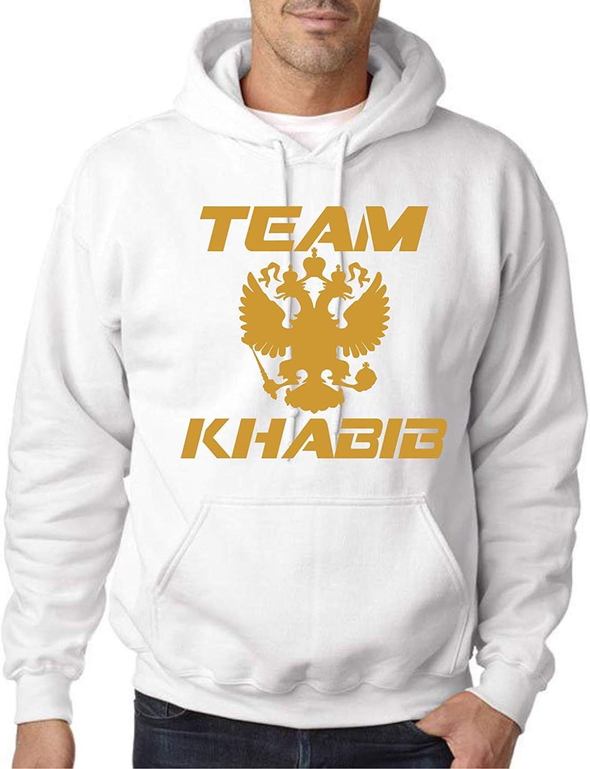 Men's Fashion Pocket Pullover Hoodie Printed with Team Khabib Gold Tattoos