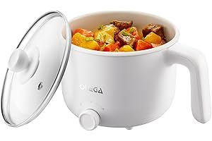 OLEGA Small Electric Pot for Cooking Dorm, Mini Hot Pot Electric Cooker 1.2L, Non-Stick Hotpot Pot Electric Noodle & Ramen Cooker, Electric Pan & Fondue Pot, Self Heating Lazy Pot, Shabu Shabu Pot