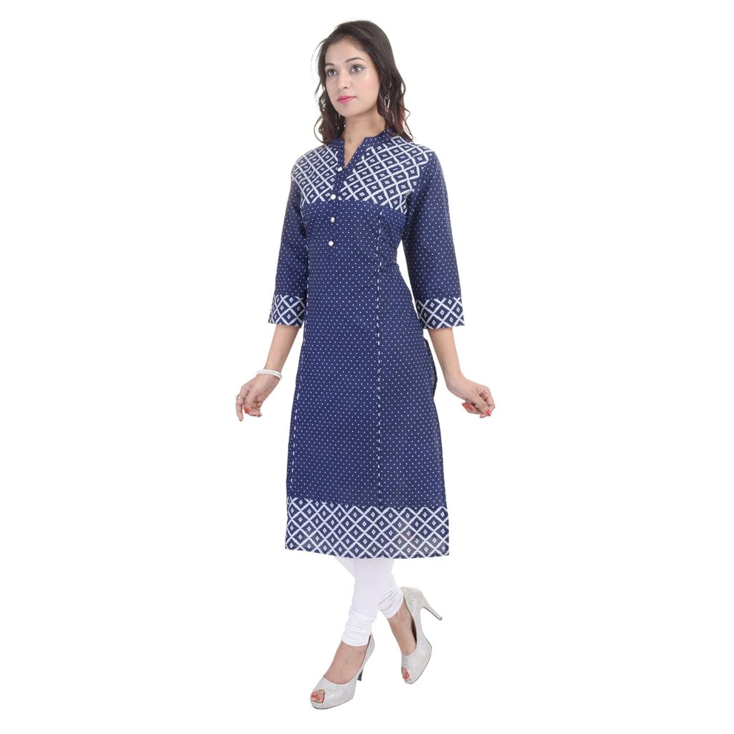 bluepocket women's cotton straight kurti (blue)