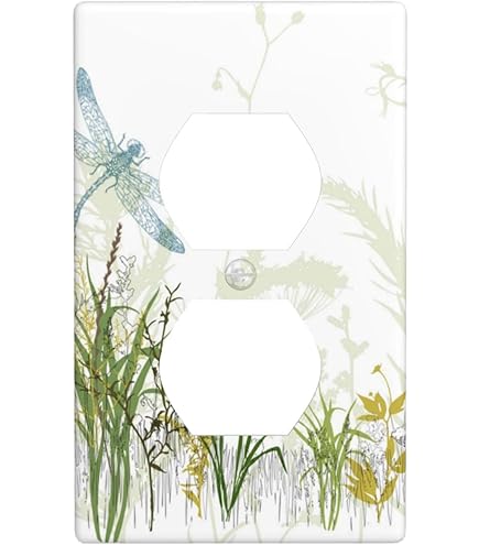 Bird Floral Green Leaves Hummingbird Double Rocker Light Switch Plates Outlet Covers Decorative Electrical Wall Plate Receptacle Switchplate Decorate Plug Cover For Bathroom Kitchen 4.6 * 4.5 Inch