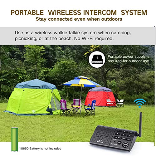 Hosmart Portable Wireless Intercom System，1/2Mile 6-Channel Security Wireless Intercom System for Home or Office [4 Stations Black] (Battery is not Included) - Thumbnail 5