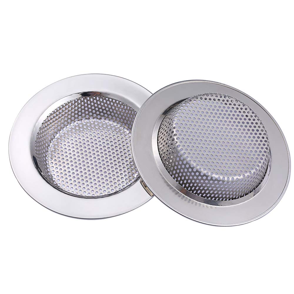 Yizhet 2PCS Kitchen Sink Strainer, 11.2cm/4.41 inch Width, 2cm/0.78 inch Depth, Stainless Steel Shower Hair Catcher, Bath Drain Cover