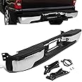 Rear Step Bumper Compatible with 99-07 Chevy Silverado 1500 2500 Compatible with GMC Sierra 1500 2500 1999-2007 Fleetside Steel Bumper Cover without Parking Sensor Holes Chrome GM1103122 12496085