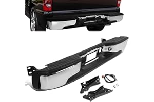D SOLUTIONS Rear Step Bumper Compatible with 99-07 Chevy Silverado 1500 2500 Compatible with GMC Sierra 1500 2500 1999-2007 Fleetside Steel Bumper Cover without Parking Sensor Holes Chrome GM1103122 12496085