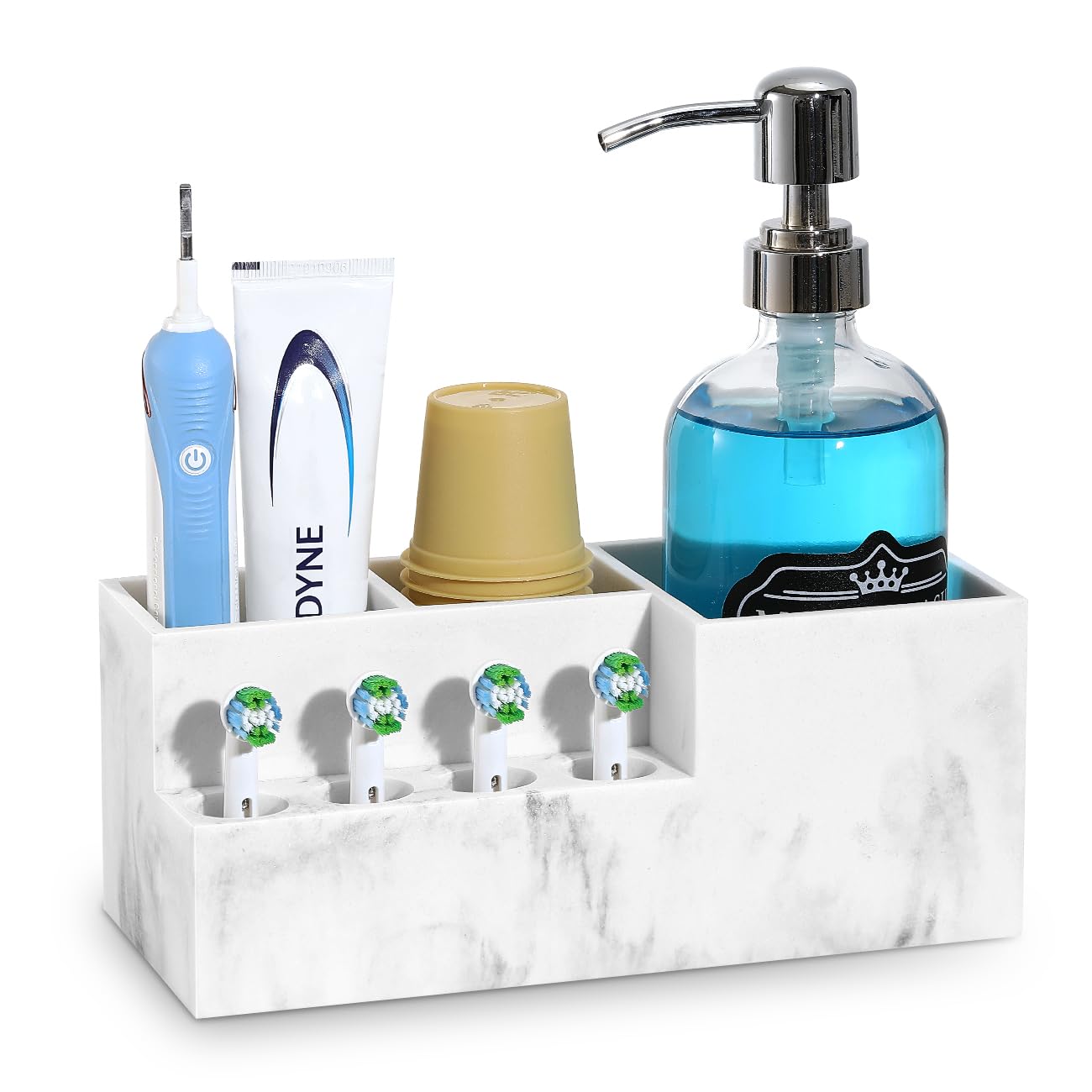 Luxspire Electric Toothbrush Holder, Toothbrush Holders Toothpaste Razor Holder with 4 Electric Toothbrush Head Holder for Philips Sonic Toothbrushes Bathroom Accessories Organizer, Gravel White