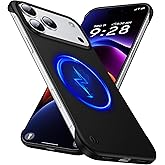 GRECAZO Magnetic Ultra Thin Frosted Designed for iPhone 17 Pro Max Frameless Case 6.9 inch [Compatible with MagSafe] Slim Minimalist Lightweight Matte Hard Cover Protective Borderless Case-Black