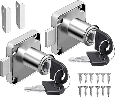 Litensh 22mm Cam Lock Cabinet Lock with 2 Keys Zinc Alloy 40x40mm