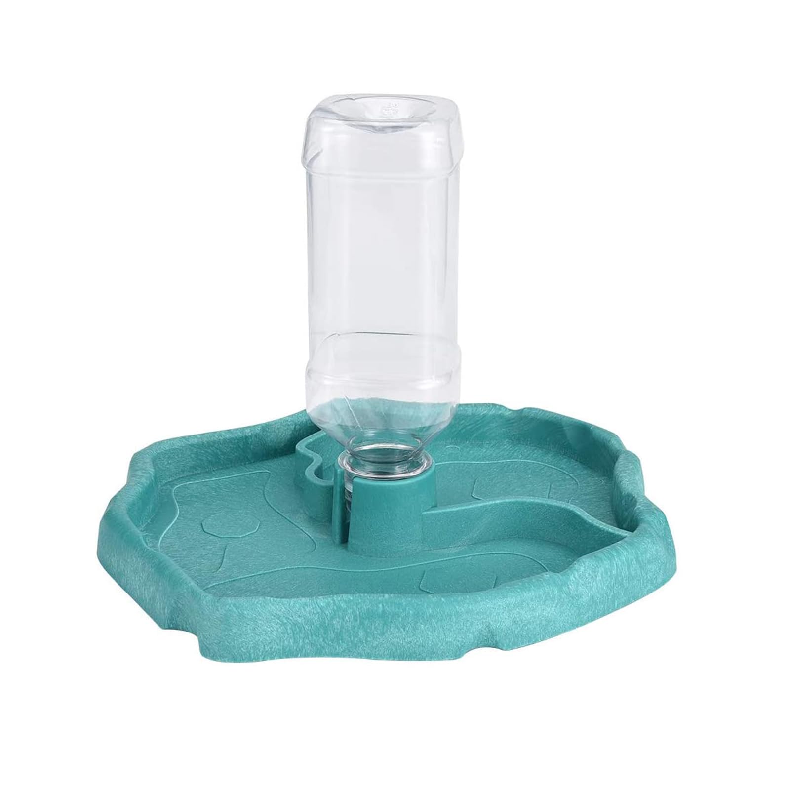 QIODAZOO Bowls for Reptiles Amphibians, Tortoise Accessories 2 IN 1 Reptile Feeding Dish Automatic Dispenser Tortoise Water Dish, Lake Blue