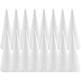 Crafjie Foam Cones for DIY Arts and Crafts (3.75 x 9.7 in, 16 Pack), White Polystyrene Foam Cones Christmas Tree Craft Supplies, for DIY Home Craft Project, Christmas Tree, Table Centerpiece