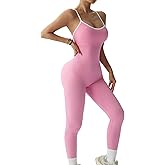 Lynmai Women's Ribbed Seamless Romper – Stretchy One Piece Yoga Outfit, Butt-Lifting Tummy Control Active Bodysuit