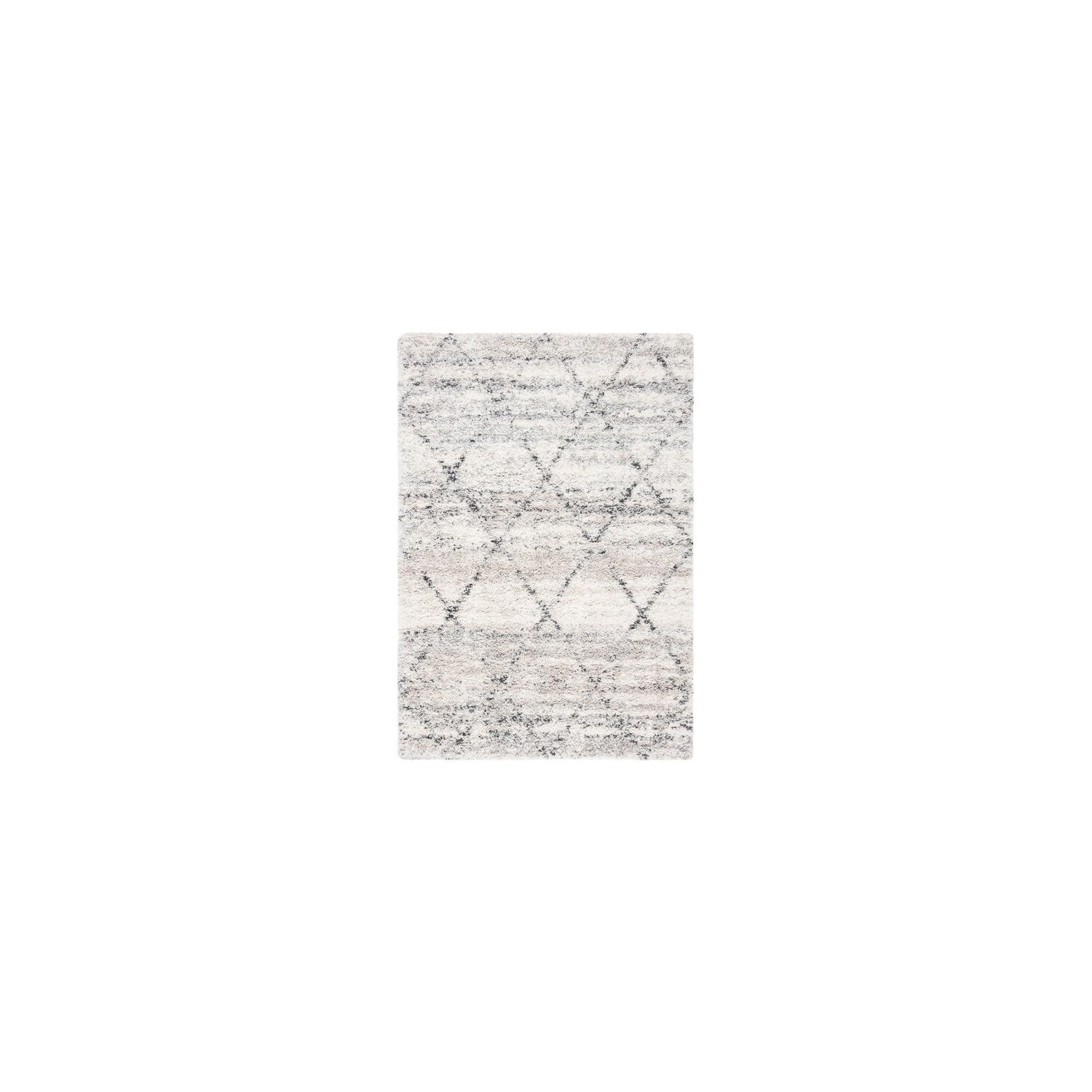 SAFAVIEH Shag Rug for Living Room, Dining Room, Bedroom - Fontana Shag Collection, Short Pile, in Grey and Ivory, 91 X 152 cm
