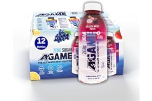 A-GAME THE ULTIMATE IN HYDRATION A-GAME Zero Sugar Sports Drink, Dragon Fruit Plum Zero Sugar, The Ultimate Sugar Free Hydration Sports Beverage, 8 Essential Vitamins including B, C, & E plus Sea Salt Electrolytes, All Natural Flavors, Gluten Free & Keto Friendly, 16.9 Fl Oz (Pack of 12)