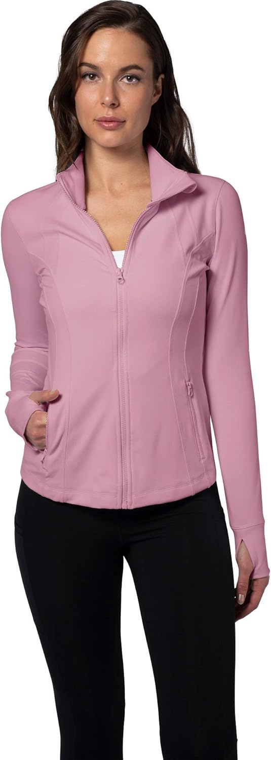 Yogalicious Womens Ultra Soft Lightweight Full Zip Yoga Jacket with Zipper Pockets at  Women’s Clothing store