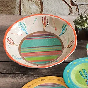 BLACK FOREST DECOR Cactus Design Melamine Serving Bowl