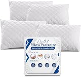 Sunshine Comforts Pillow Protectors 4 Pack 50x75 cm Microfiber Quilted Zipped