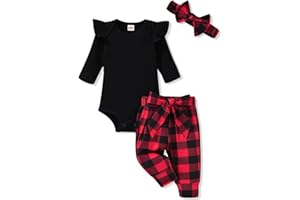 Aalizzwell Preemie Newborn Infant Baby Girls Clothes Ribbed Romper Bodysuit Pants Set Fall Winter Outfits