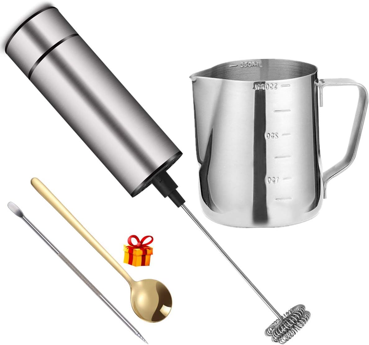 Milk Frother, Basecent Electric Milk Frother Handheld Milk Foamer For Coffee, Latte, Cappuccino, Matcha, Frappe/Automatic Stainless Steel Mini Drink Mixer Battery Operated Coffee Blender