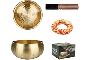 ARCHRUSX Tibetan Singing Bowls Set~ Meditation Sound Bowl hand Hammered in Nepal For Yoga, Meditation, Mindfulness, Healing & Chakra balancing~ (gold, 4 inch)