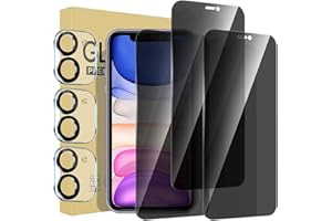 3 Pack Privacy Screen Protector for iPhone 11 6.1 Inch with 3 Pack Camera Lens Protector, Anti Spy Tempered Glass Film, Anti-