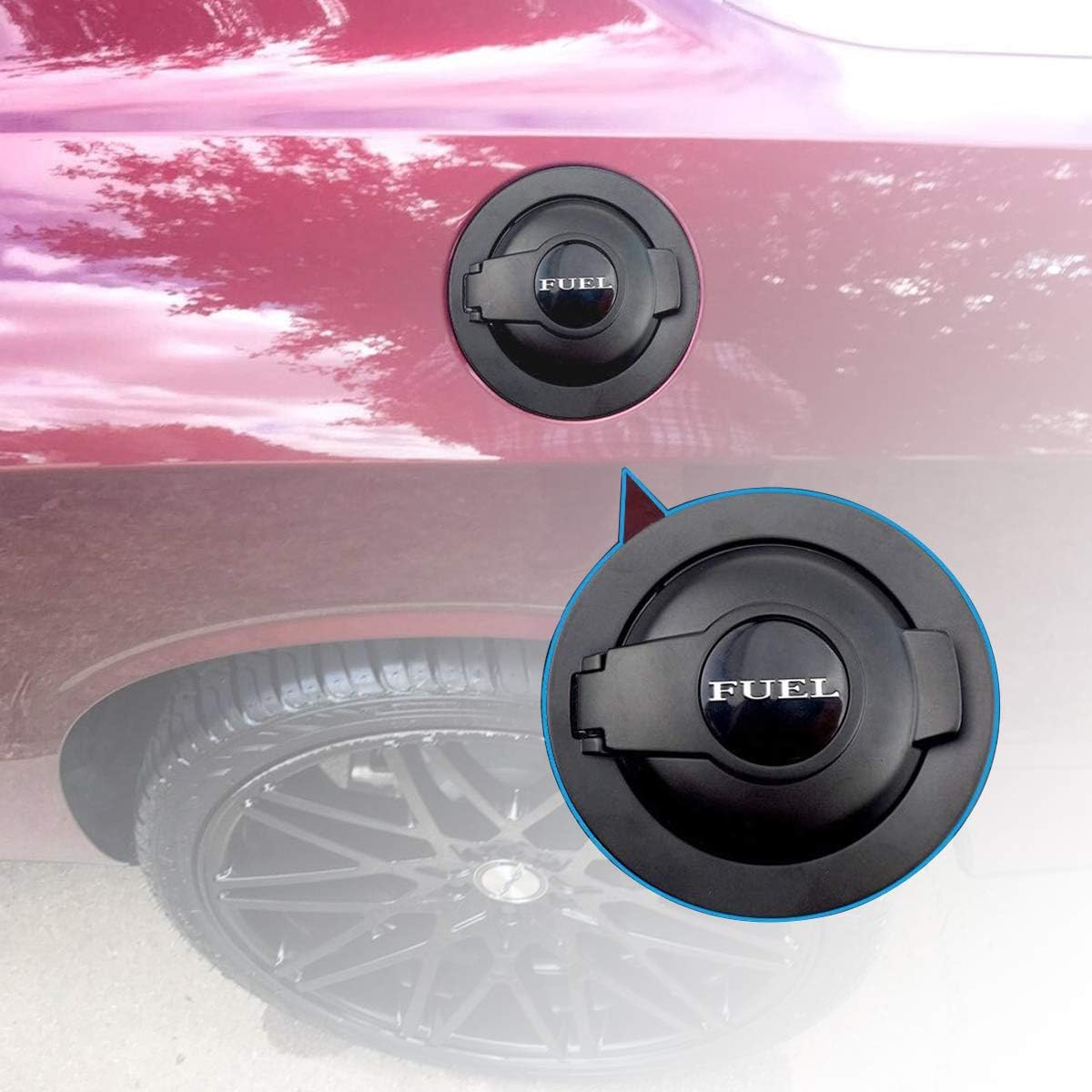 For Dodge Challenger Fuel Door, Fuel Filler Black Gas Cap For 2008-2019 Challenger, Gas Cover 68250120AA