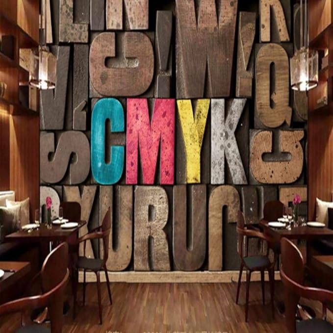 Wanghan Papel Tapiz 3D Tallas De Madera Coloridas Carta En Inglés Papel