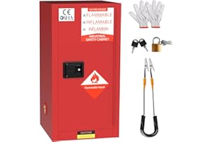YOEXTO Flammable Storage Cabinet 18" x 18" x 35.5", Galvanized Steel Flammable Cabinet 25 Gallon, fire Resistant Cabinet, Chemical, Red