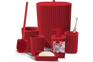Clara Clark Bathroom Set - Christmas Bathroom Sets, Xmas Bathroom Accessories Set, Christmas Bathroom Decor, 6PC Bathroom Accessory Set with Toilet Brush, Trash Can & Soap Dispenser