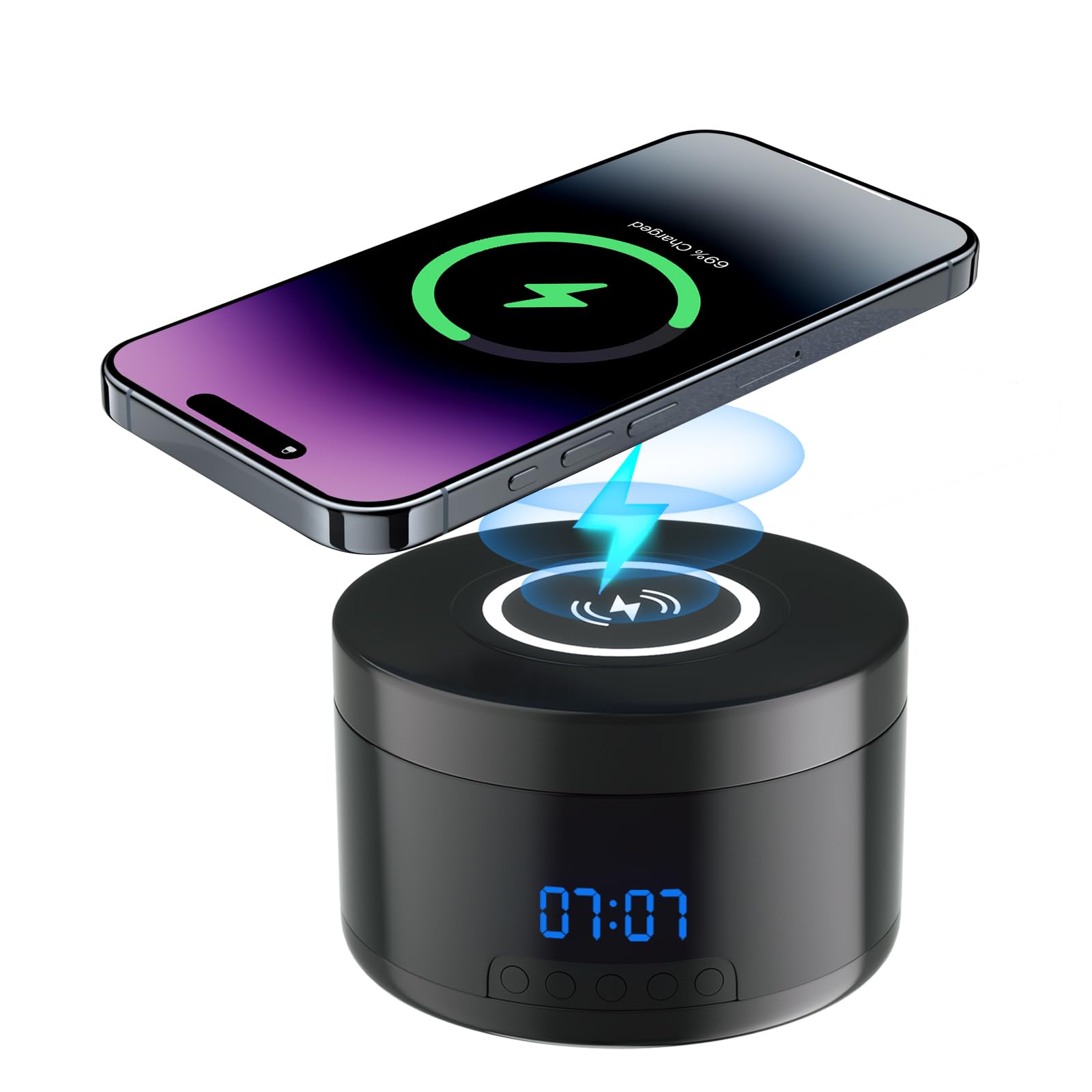 Photo 1 of Small Security Camera Indoor Wireless Charger - 1080P Clock Camera with 15W Fast Phone Charger - Mini WiFi Cameras Wireless Nanny Cam with 160°Rotating Viewing Angle - AI Motion Detection