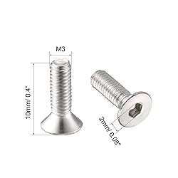 uxcell M3 x 10mm Metric Hex Socket Countersunk Flat