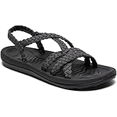MEGNYA Women's Comfortable Walking Sandals with Arch Support, Athletic Hiking Sandals with Handmade Straps, Outdoor Soft Water Sandals for Beach Poolside Travel Camping