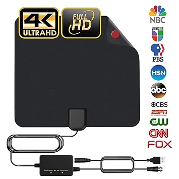 Tv Antenna Amplified Hd Digital Tv Indoor Antenna Support 4k 1080p With Adjustable Amplifier Signal Booster 60 120 Miles Range Digital Antenna For