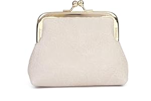 Lavogel Coin Purse, Kiss Lock Coin Purse for Women, Large Capacity Coin Pouch,Vintage Change Purse Cute Car Coin Holder for Women (1-Off White)