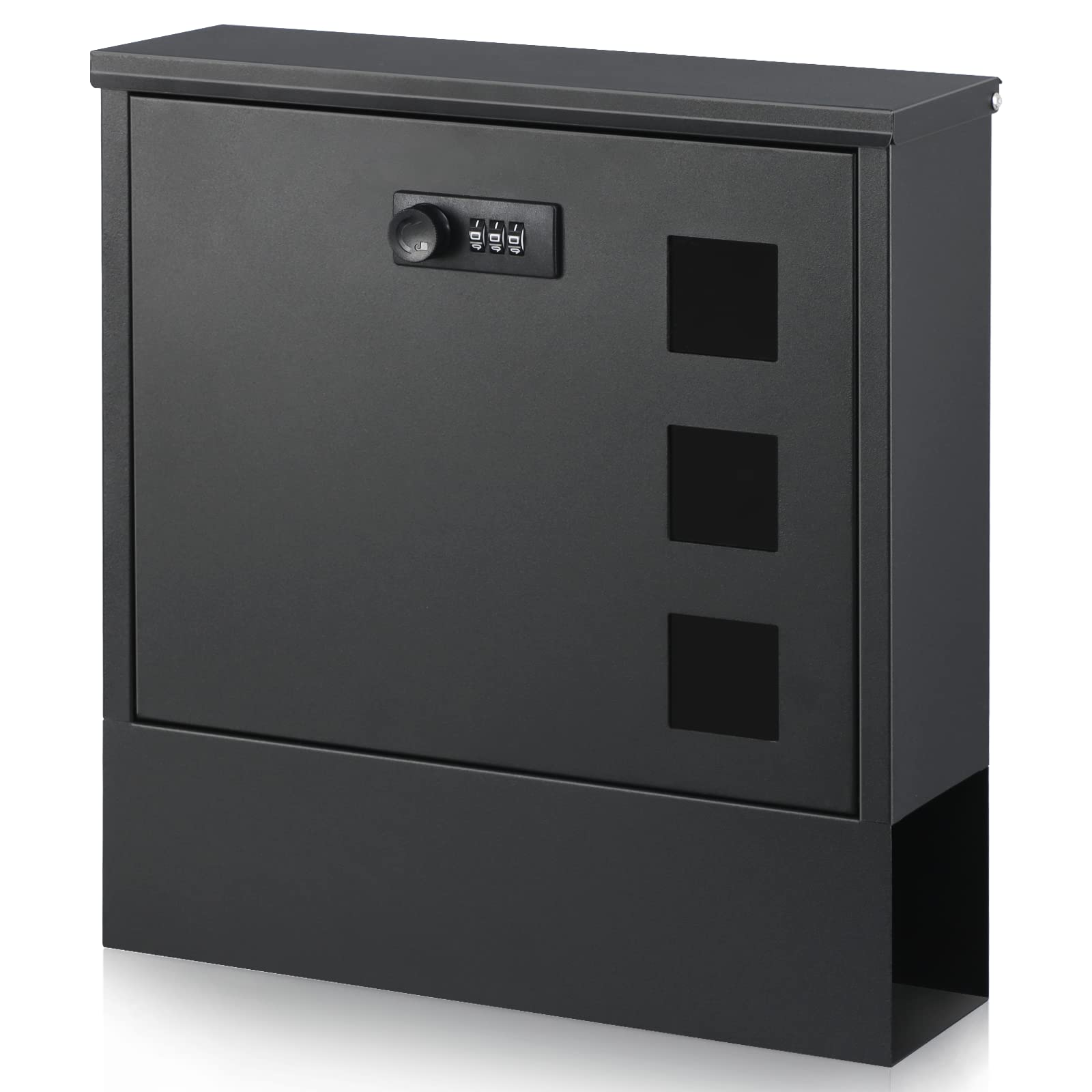 Photo 1 of xydled Mailbox with Combination Lock,Large Capacity Wall Mounted Locking Security Mailbox,Large Mail Box with Newspaper Compartment, Black,12.8x11.8x3.3 Inch
