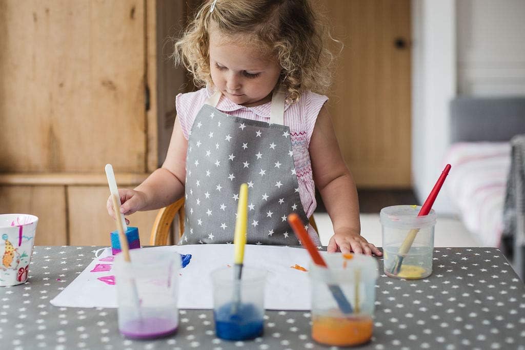 Messy Me Comfortable Wipe Clean Apron - Ideal for Kids' Painting, Baking & Art - Waterproof Apron (Grey Stars, Mini) - Image 4