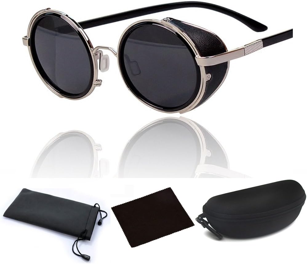 Steampunk Retro Round Mirror Lens Glasses Blinder Sunglasses for Men Women
