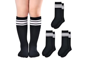 LO SHOKIM Toddler Knee High Socks Kids Soccer Socks Girls Three Stripes Over the Calf School Uniform Stockings Athletic Boys