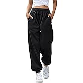 Womens Cinch Bottom Sweatpants Pockets High Waist Sporty Gym Athletic Fit Jogger Pants Lounge Trousers