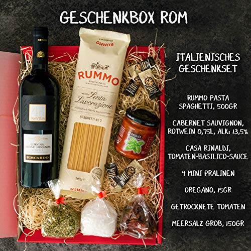 Geschenkset Rom | Italien Geschenkkorb mit Wein & italienischen Spezialitäten | Italienischer Präsentkorb gefüllt mit… – Bild 3