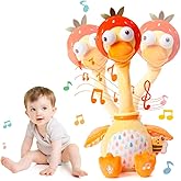 Jollybaby Plush Talking Singing Dancing Musical Strawberry Duck Toy for Toddlers 1-3 Just Like Cactus Toy, Music Mimicking Interactive Toys for Crawling Kids, Sensory Gift for Baby 0-6-12 Month