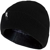 HEAT HOLDERS - Mens Fleece Lined Thermal Turn Over Cuff Winter Hat One Size
