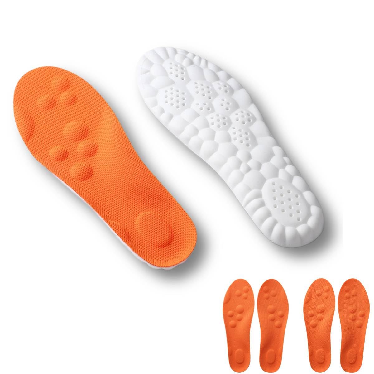 Photo 1 of 2 Pairs 4D Cloud Insoles for Men Women, Cuttable Soft Memory Foam Steppers Insoles for Anti Fatigue, Shock Absorption, Foot Pain Relief (Orange,Men6.5-7.5/Women8-9)