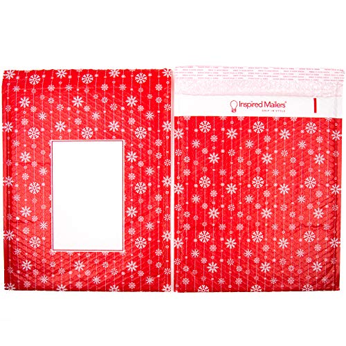 Inspired Mailers - Bubble Mailers 12x15 (Writable Area) - Winter Snowflakes - Choose Between 6x9, 10x13 and 12x15 Sizes - Padded Envelopes (12x15, 25 Pack)