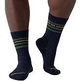 Wide Open Crew Merino Wool Socks - Vintage Stripe Everyday Wide Crew Socks for Men with Wide Feet