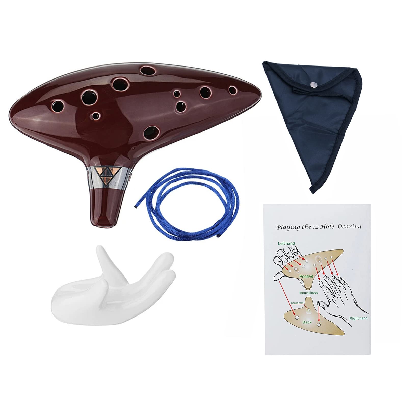 Alnicov Ocarina,12 Hole Alto C Ocarina with Getting Started Guide Display Stand and Protective Bag,Brown